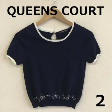 C0318A08 [ QUEENS COURT ] 비쥬 부착 반팔 니트