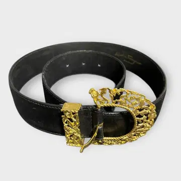 레어 페라가모 빈티지 벨트 시스루 조각 골드 장식