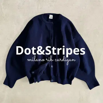 [ 미사용 ] 도트 & 스트라이프 AMOSSA 미라노 리브 가디건 네이비