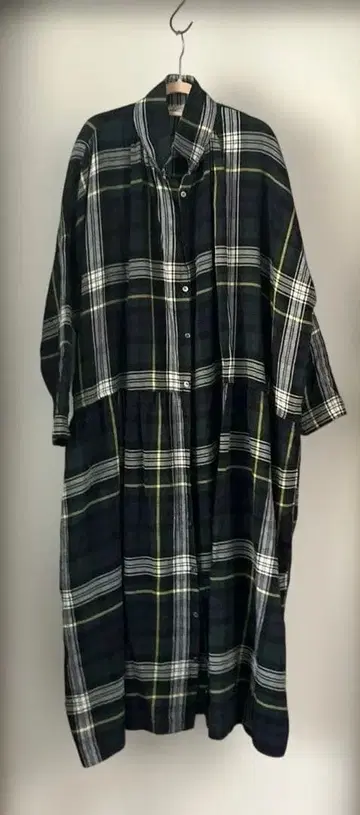 이치 앤티크스 체크 셔츠 롱 원피스