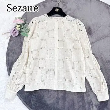 새상품급 Sezane 세잔느 Dalhia 셔츠M 자수 에크루