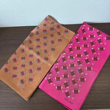 셀린 핑크, 브라운 백 트라페즈 패턴 손수건