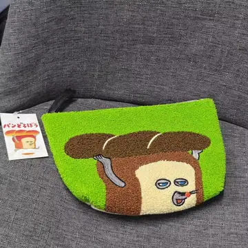 빵도둑 자수 파우치 그린 메이크업/문구 수납용