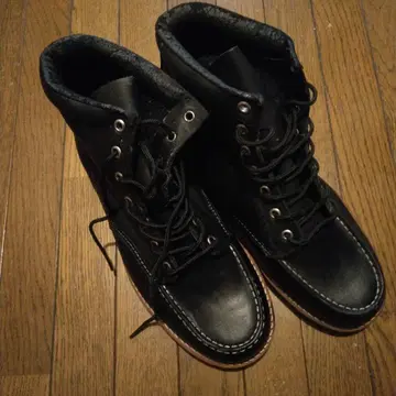 가죽 하이컷 워크 부츠 블랙