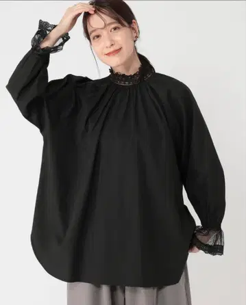 스튜디오 클립 볼륨 레이스 슬리브 블라우스