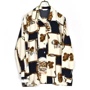 giggly 폴리셔츠 올 패턴 개 사냥개 체인 벨트 레트로