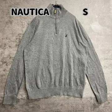 노티카 하프 지퍼 니트 그레이 자수 로고 긴팔 스웨터 [ 9293 ]