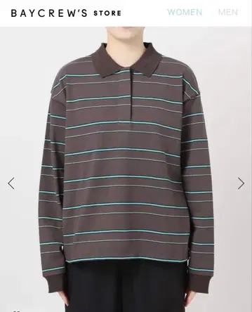 브라운 스트라이프 긴팔 피케 셔츠 프리 사이즈