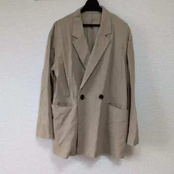 GU 린넨 블렌드 더블 버튼 자켓 L 사이즈 베이지 여성용