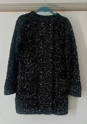 바비 블랙 니트 코트