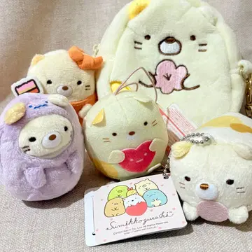스미코구라시 고양이 봉제 인형 키링 스트랩 묶음 판매 파우치