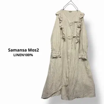 Samansa Mos2 루미네 타치카와 한정판 비대칭 원피스 린넨 원피스