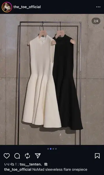 The TOE NoMad 슬리브리스 플레어 원피스 화이트