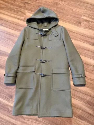 매킨토시 남성용 카키색 후드 부착 더플 코트 사이즈 36