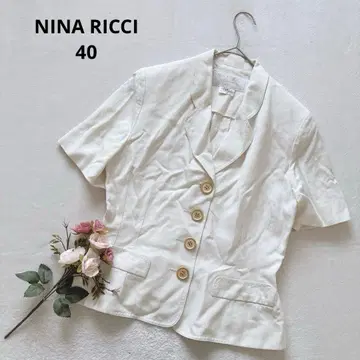 니나리치 반팔 테일러드 자켓 린넨 마 혼방 촉촉 얇은 소재 봄/여름 L