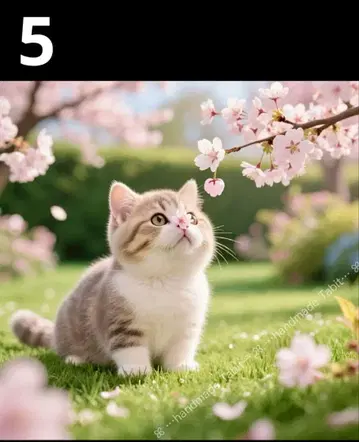 오더 페이지 손수건 봄의 향기 고양이 A 패턴 핸드메이드 3/18