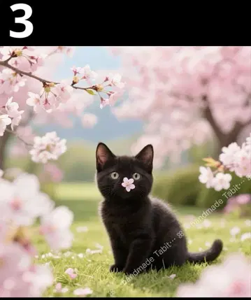 오더 페이지 손수건 봄 향기 고양이 B 패턴 핸드메이드 3/18