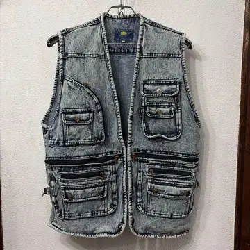 레어 빈티지 미국 빈티지 의류 케미컬 워시 데님 베스트 디자인 구제 의류