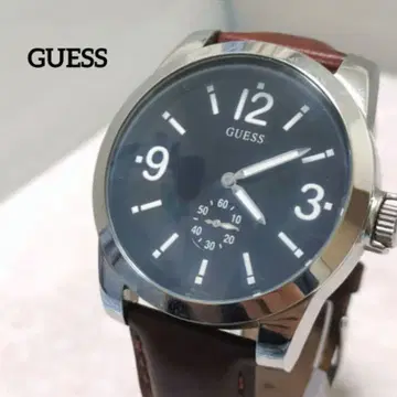 GUESS 남성용 손목시계 쿼츠 작동 안 함 Y2K 가죽 벨트