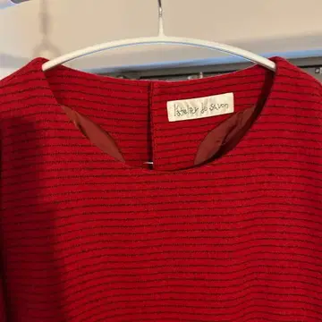 아틀리에 드 사봉 빨간색 스트라이프 5~7부 소매 원피스