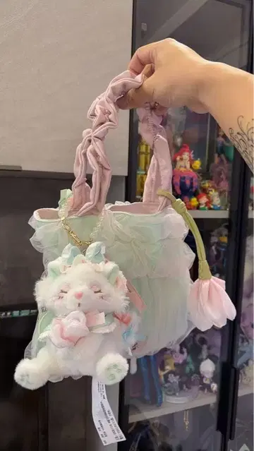 상하이 디즈니 스토어 봄꽃 시리즈 토트백 마리 봉제 인형 키체인