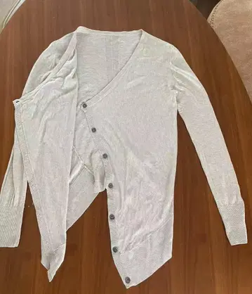 실크 린넨 가디건 변형 디자인 비대칭 베이지