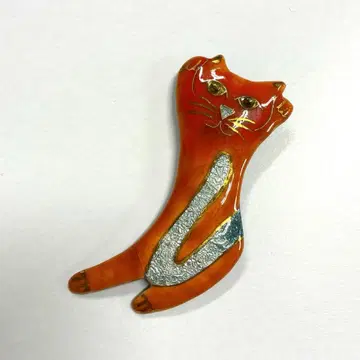 새상품 칠보 세공 (카와타 타카코 일본 공예회) 고양이 브로치