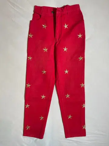 [초레어] 80's 레드 스타 자수 빈티지 팬츠 USA제