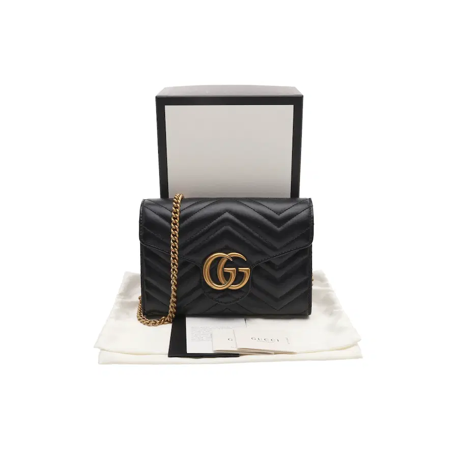 古驰 GG Marmont Matelassé 链条包 迷你款 黑色
