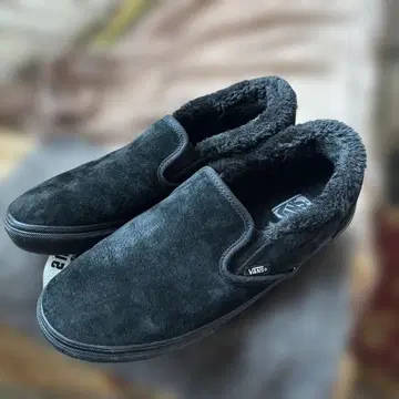 VANS 블랙 스웨이드 슬립온 퍼 포함 29cm