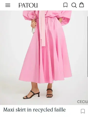 봄색 Patou 파투 바스락 소재 개더 스커트 롱 핑크