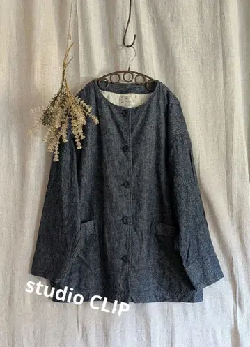 studio CLIP 하프 린넨 데님 자켓