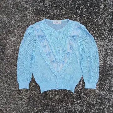 구제 의류 used 라이트 블루 가디건 펄 장식 Y2K 레트로 팬시