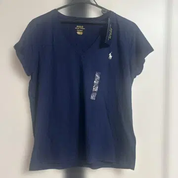 새상품 폴로 랄프로렌 T셔츠 여성용 L사이즈 네이비 V넥