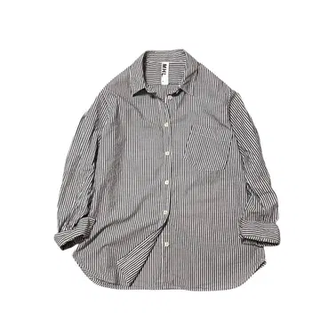 MHL. 마가렛 하우엘 코튼 스트라이프 셔츠 네이비