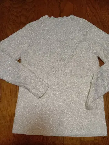 여성용 긴팔 베이지 라메 리브 니트 긴팔