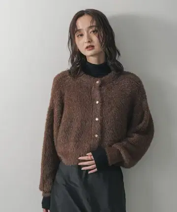 택 포함 새상품 라메 샤기 크롭 가디건