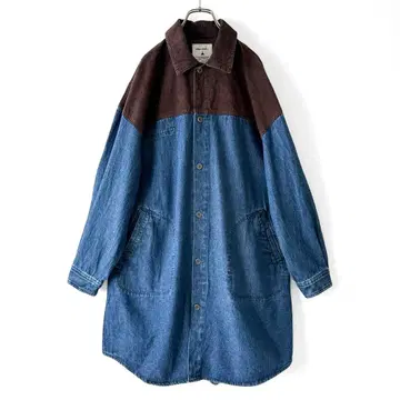 새상품급 니코앤드 리메이크풍 콤비 데님 셔츠 원피스 오버 사이즈