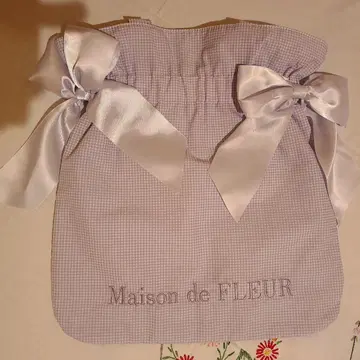 Maison de FLEUR 깅엄 체크 더블 리본 토트백