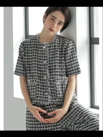 MEISM by Re:EDIT 트위드라이크 하프 슬리브 자켓 L