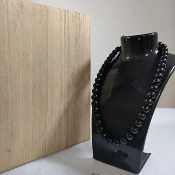 P2 컨디션 최상 천연 제트 목걸이 귀찌 세트 블랙