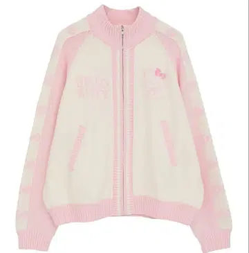[ 미사용 새상품 ] candy stripper 키티 니트 자켓 핑크