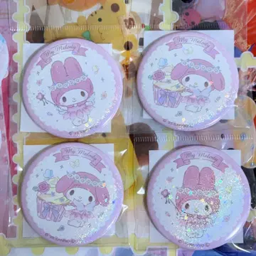 산리오 마이멜로디 50주년 한정판 홀로그램 캔뱃지 4개