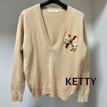 KETTY 케티 긴팔 코튼 니트 스웨터 V넥 M 레트로