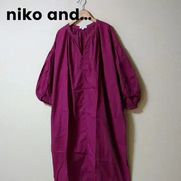 새상품급 니코앤드 벌룬 소매 코튼 개더 롱 원피스 빅 사이즈