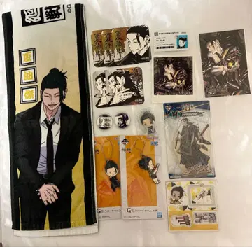 주술회전 게토 스구루 캔뱃지 타월 코스터 클리어 파일 학생증풍 카드