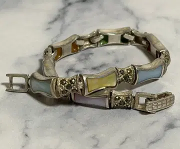 H.P. 프랑스 빈티지 실버 925 각인 마카사이트 팔찌