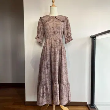 아오키 미사코 씨 투왈 드 주이 패턴 반팔 원피스