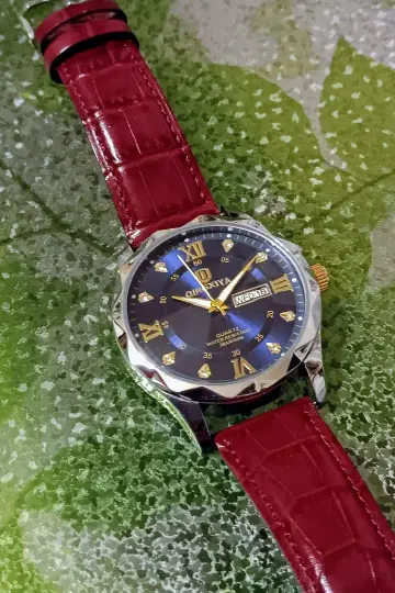 남성용 쿼츠 손목시계 천연 가죽 벨트