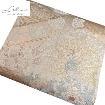 LULU22 후쿠로 오비 공작 꽃 칠보 금 베이지